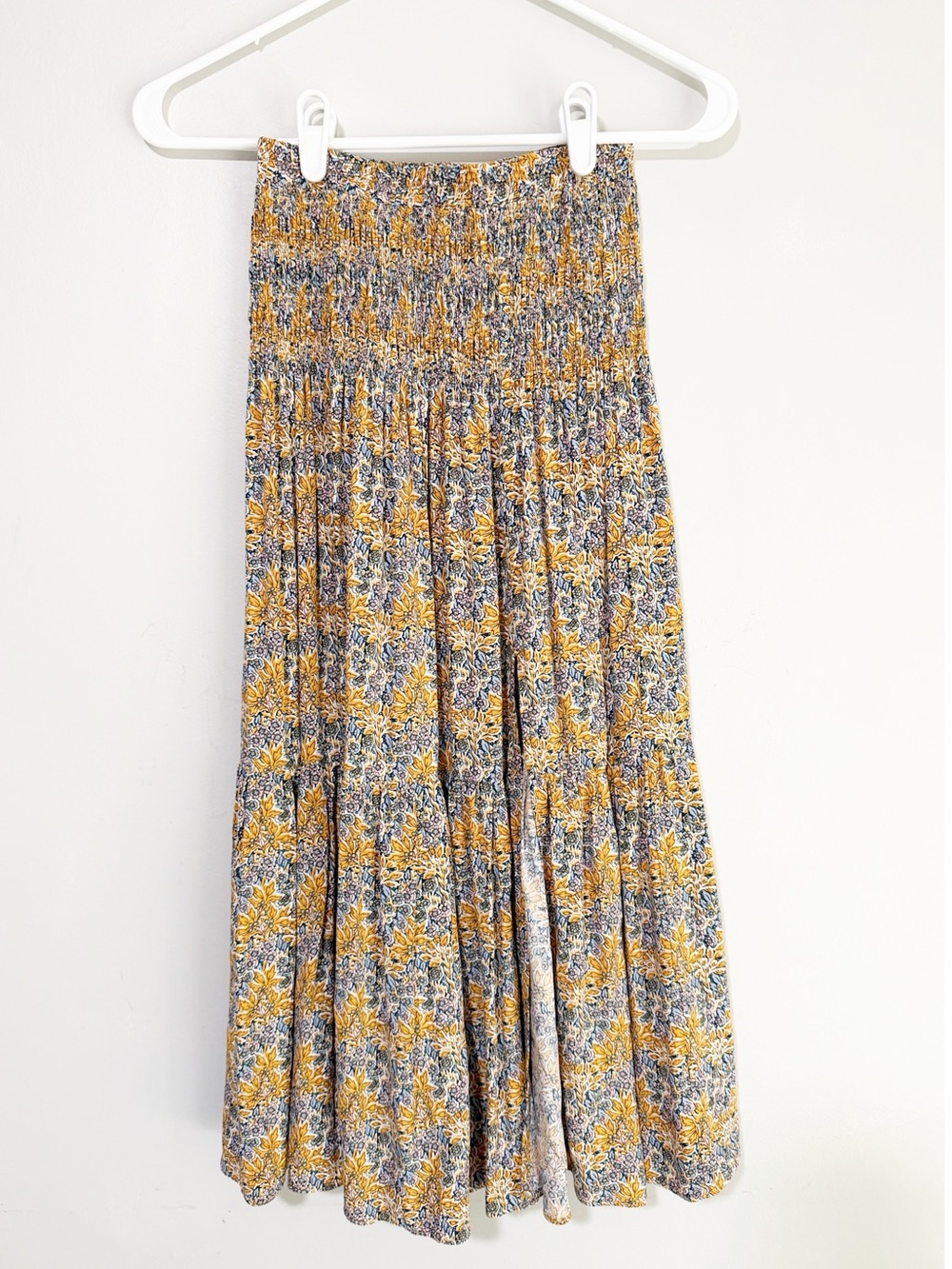 Natural life angelina smocked midi dress yellow floral size extra small